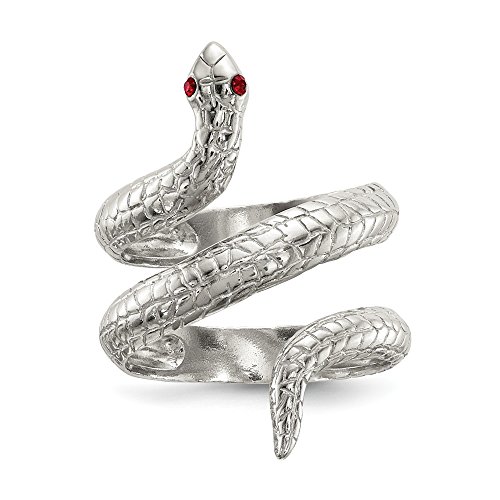 Anillo de plata de ley 925 con forma de serpiente de cristal de ojo rojo, tamaño 8,00, joyería fina de animales, regalos para mujeres para ella